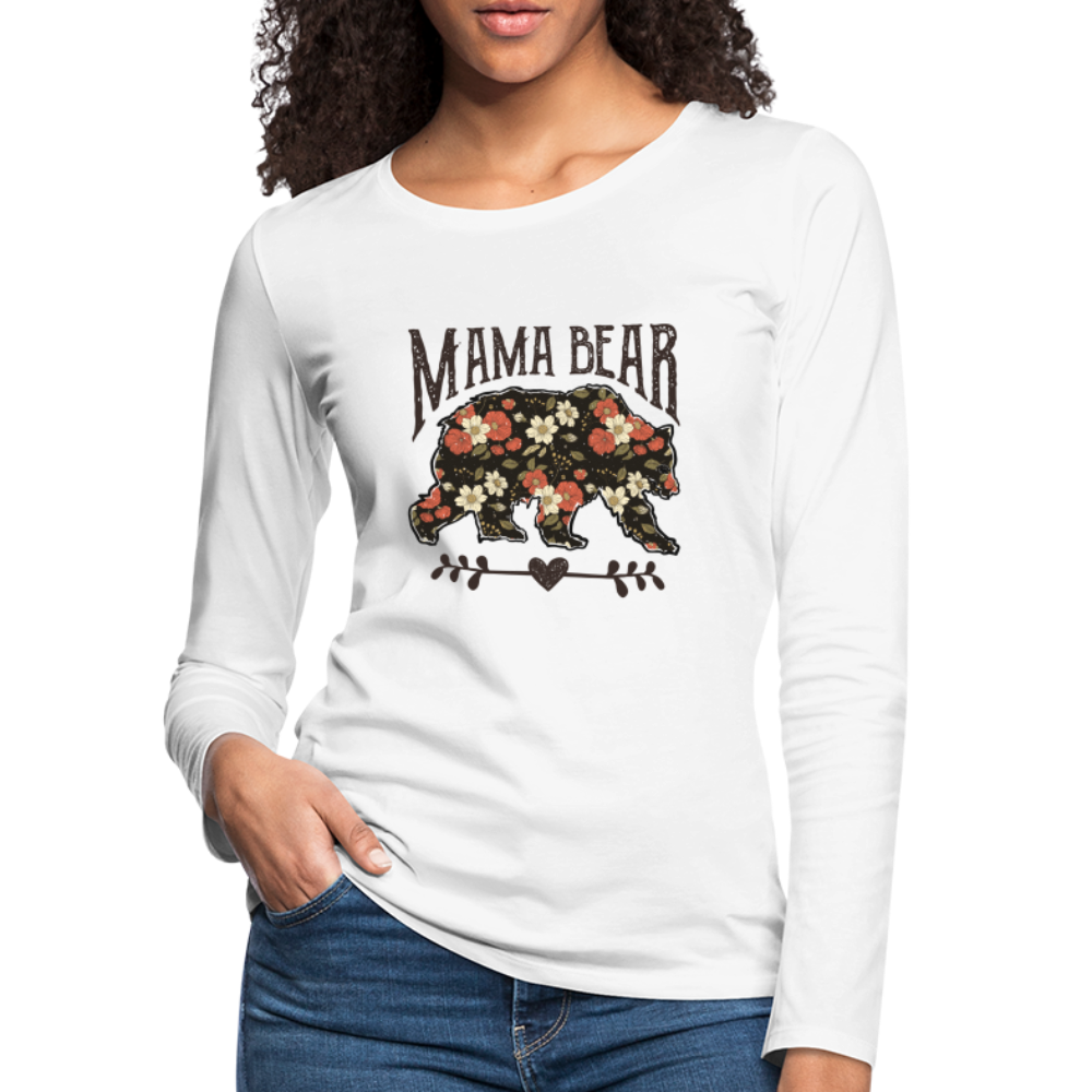 Mama Bear Floral Women's Premium Long Sleeve T-Shirt Color: heather ice blue