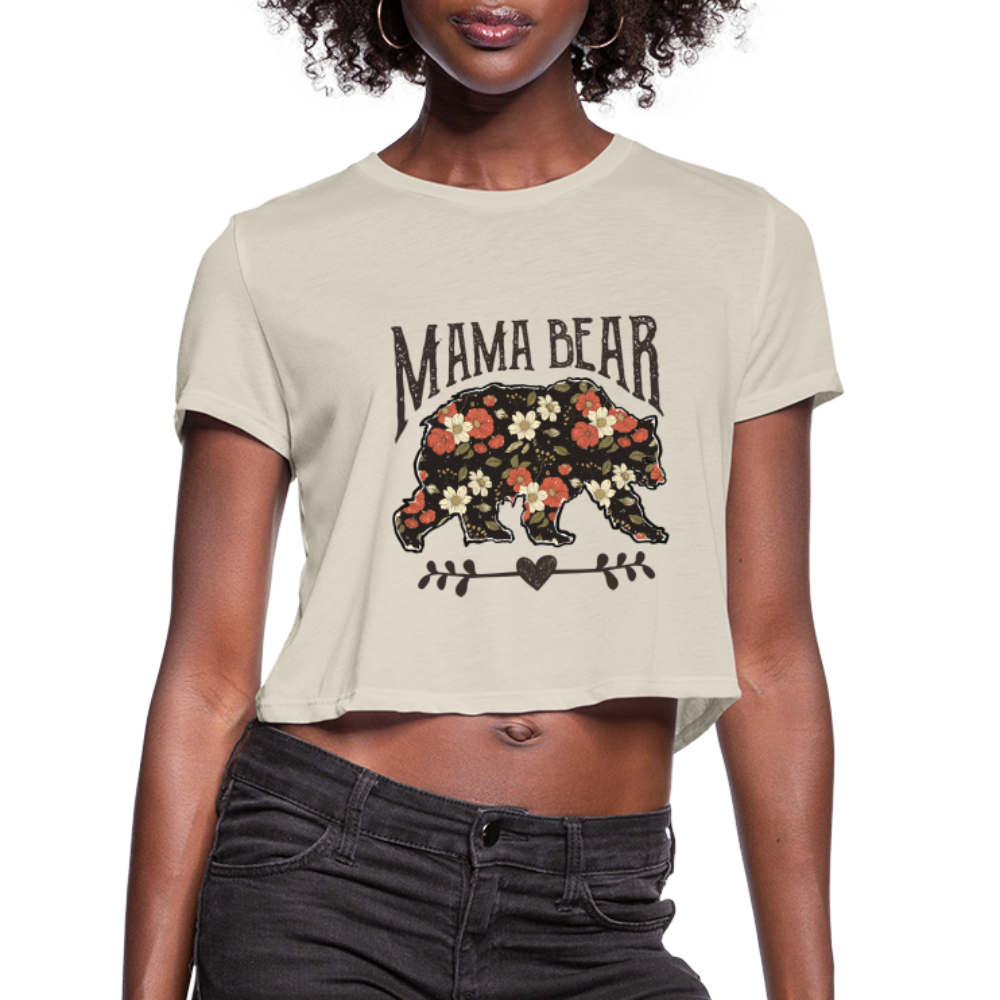 Mama Bear Floral Cropped T-Shirt - dust
