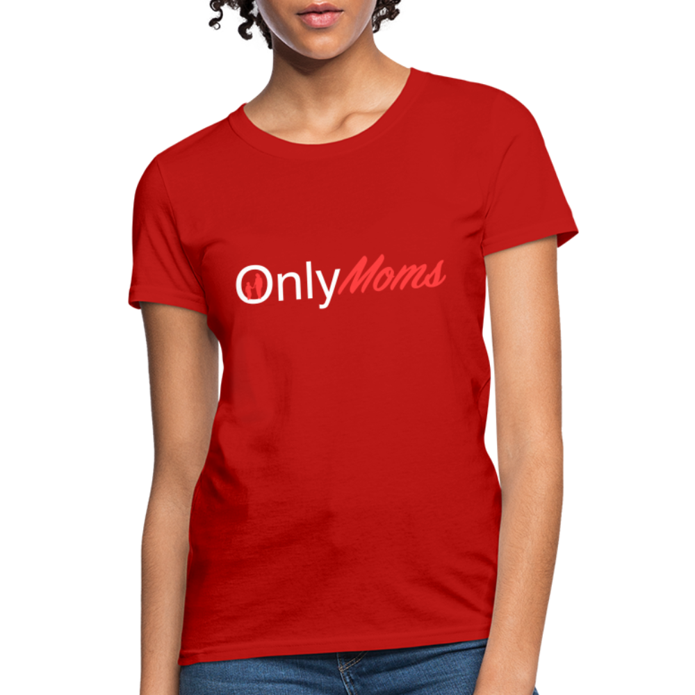 OnlyMoms Contoured T-Shirt (White and Pink Letters) Color: red