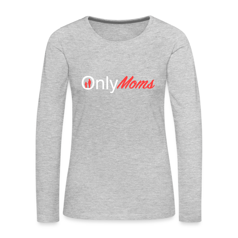 OnlyMoms Premium Long Sleeve T-Shirt (White and Pink Letters) Color: charcoal grey