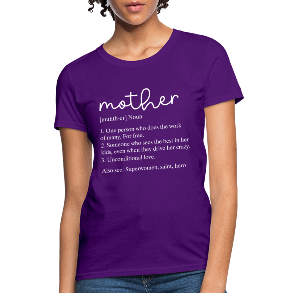 Mother Definition Contoured T-Shirt (White Letters) Color: purple