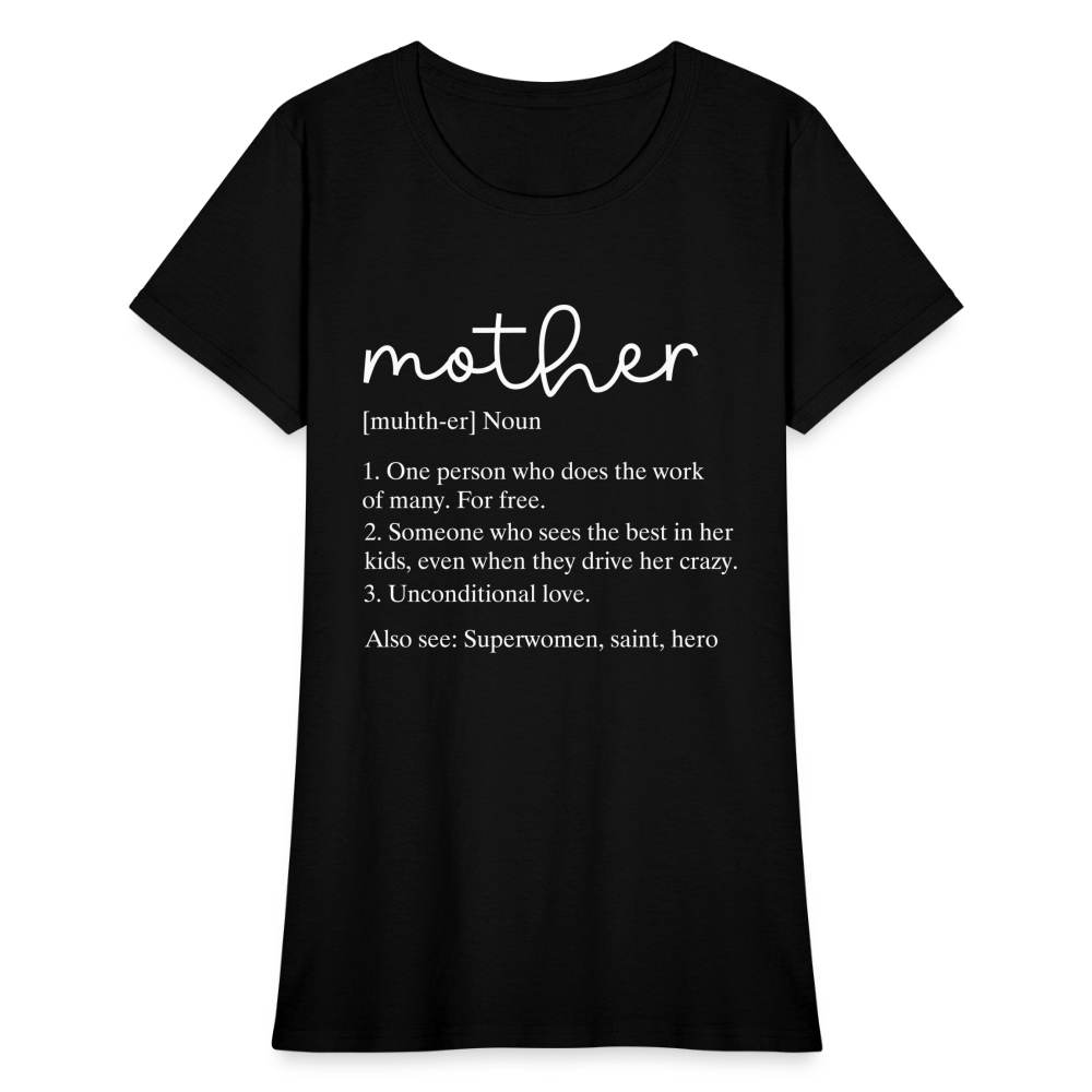 Mother Definition Contoured T-Shirt (White Letters) Color: black