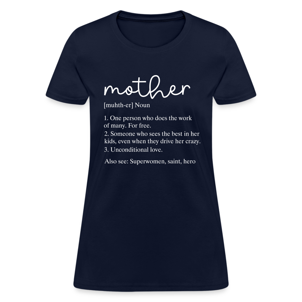 Mother Definition Contoured T-Shirt (White Letters) Color: navy