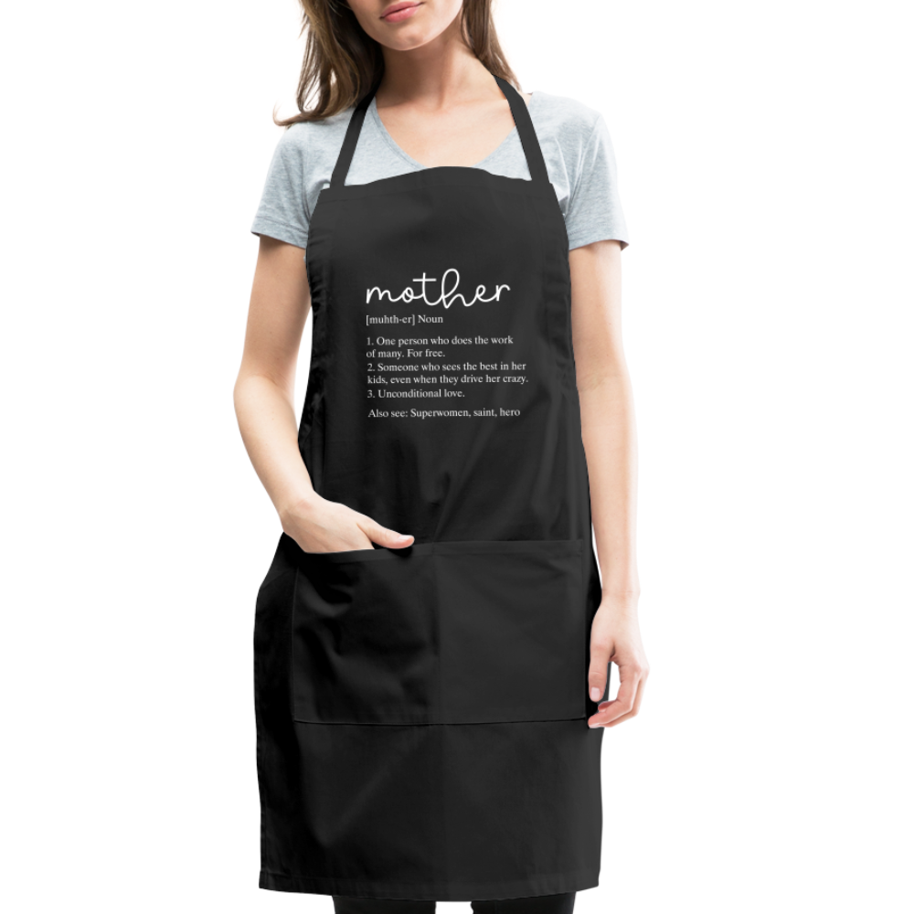 Mother Definition Adjustable Apron (White Letters) - black
