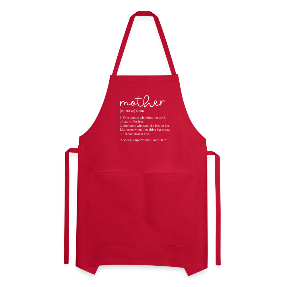 Mother Definition Adjustable Apron (White Letters) Color: black