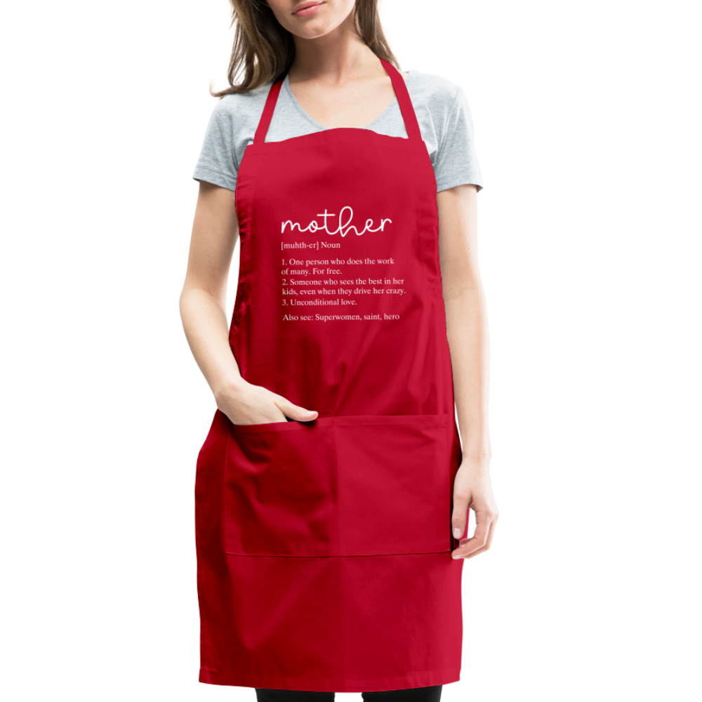 Mother Definition Adjustable Apron (White Letters) Color: black