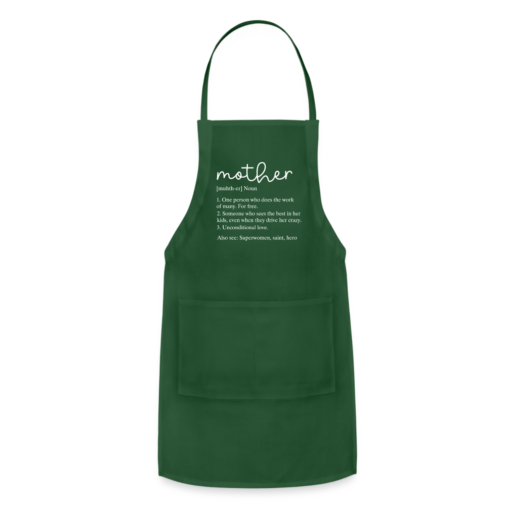 Mother Definition Adjustable Apron (White Letters) Color: black