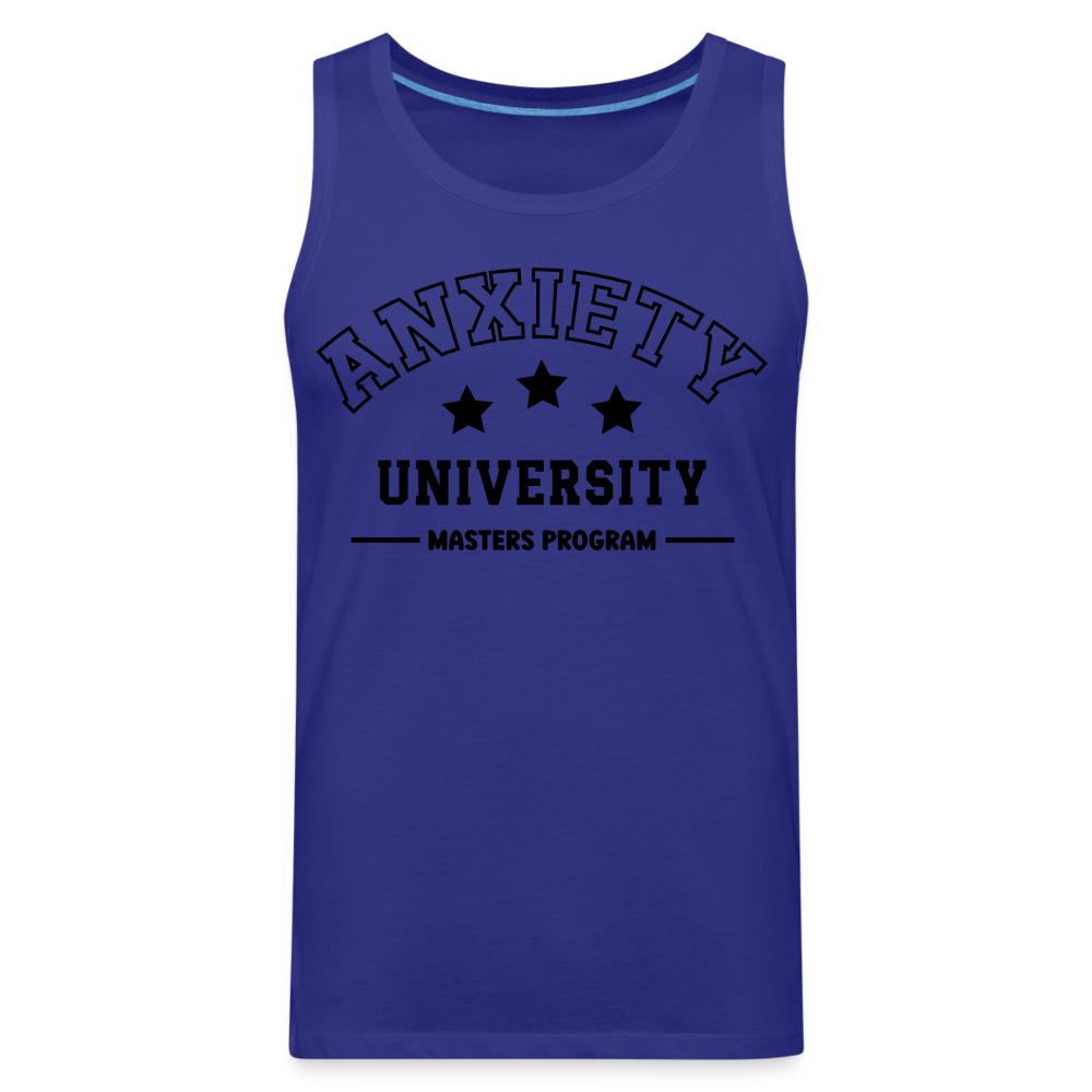 Anxiety University Masters Program, Men’s Premium Tank Top Color: royal blue