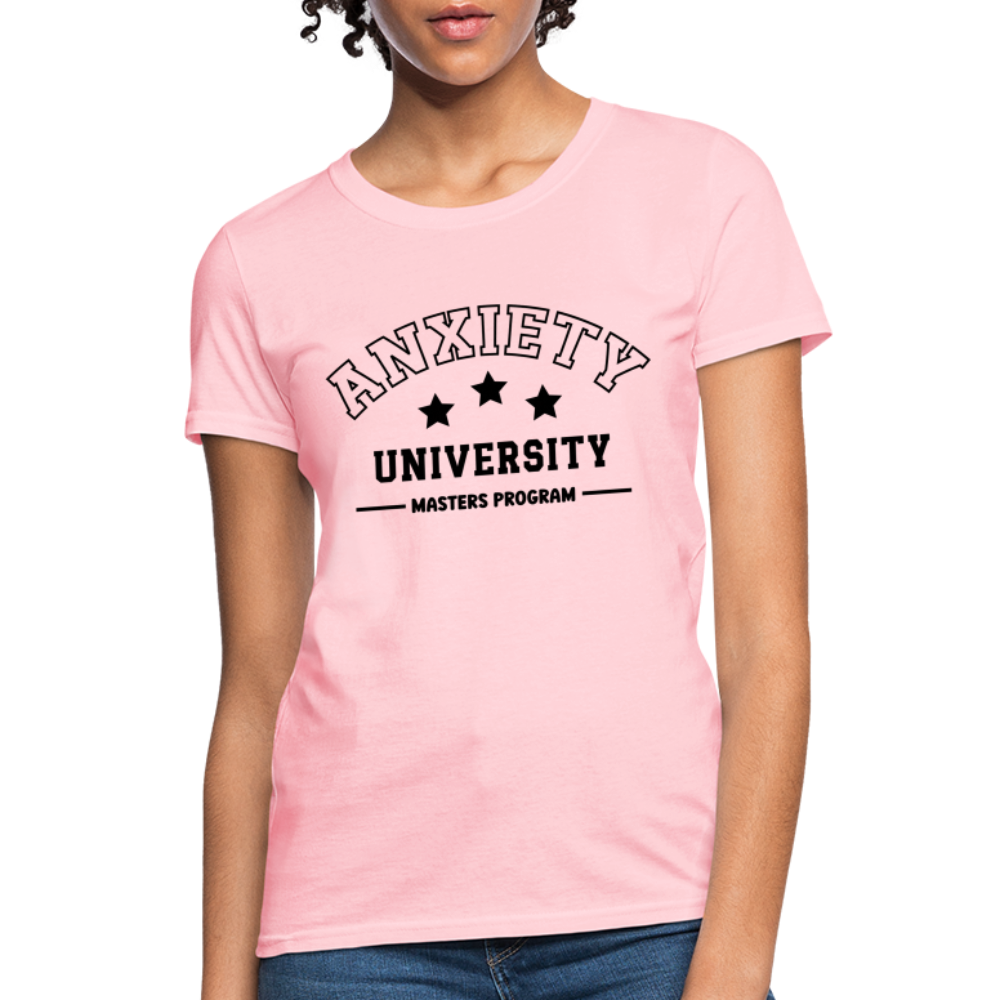 Anxiety University Masters Program, Contoured Women's T-Shirt Color: pink
