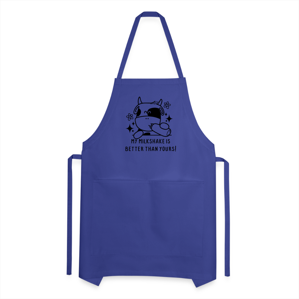 My Milkshake is Better Than Yours Adjustable Apron (Funny Cow) Color: royal blue