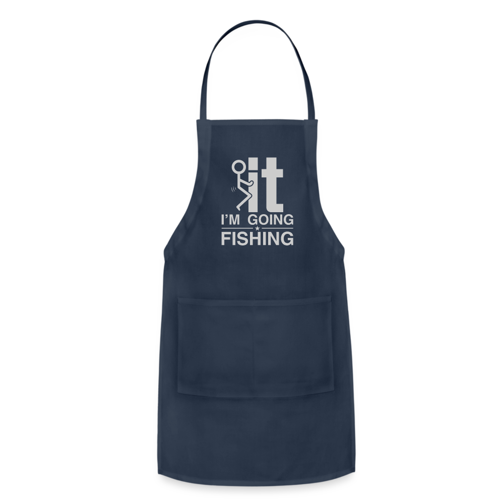 F It I'm Going Fishing Adjustable Apron Color: navy