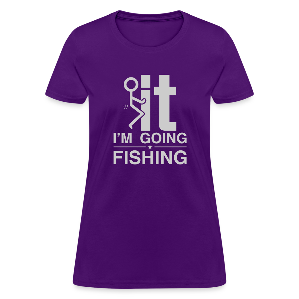 F It I'm Going Fishing Women's Contoured T-Shirt Color: heather pink