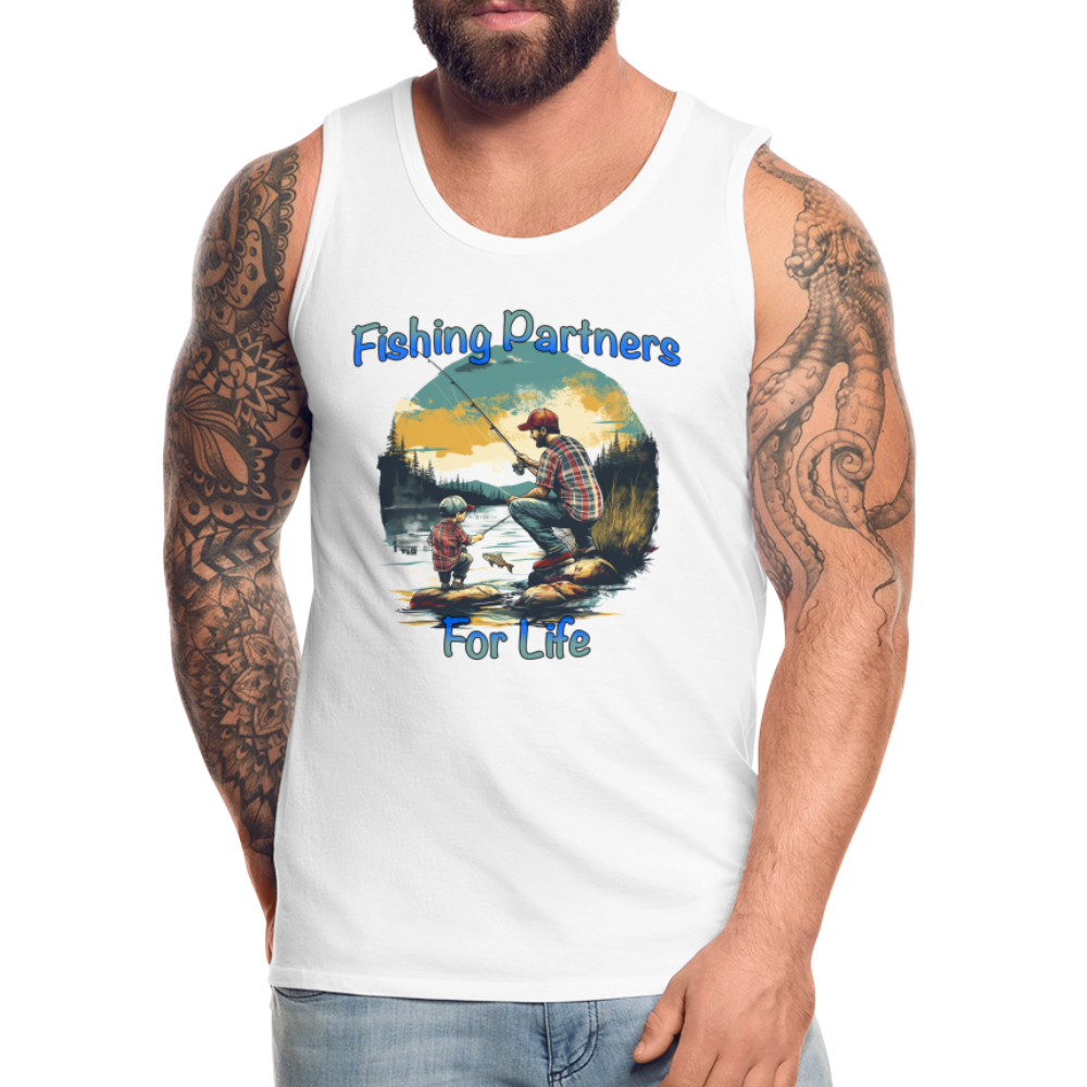Fishing Partners for Life (Dad and Son) Men’s Premium Tank Top Color: white
