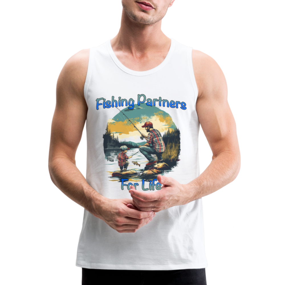 Fishing Partners for Life (Dad and Son) Men’s Premium Tank Top - white