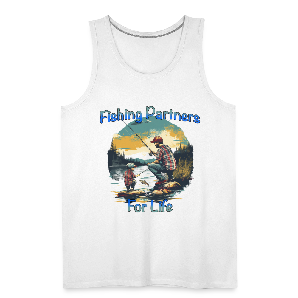 Fishing Partners for Life (Dad and Son) Men’s Premium Tank Top Color: white