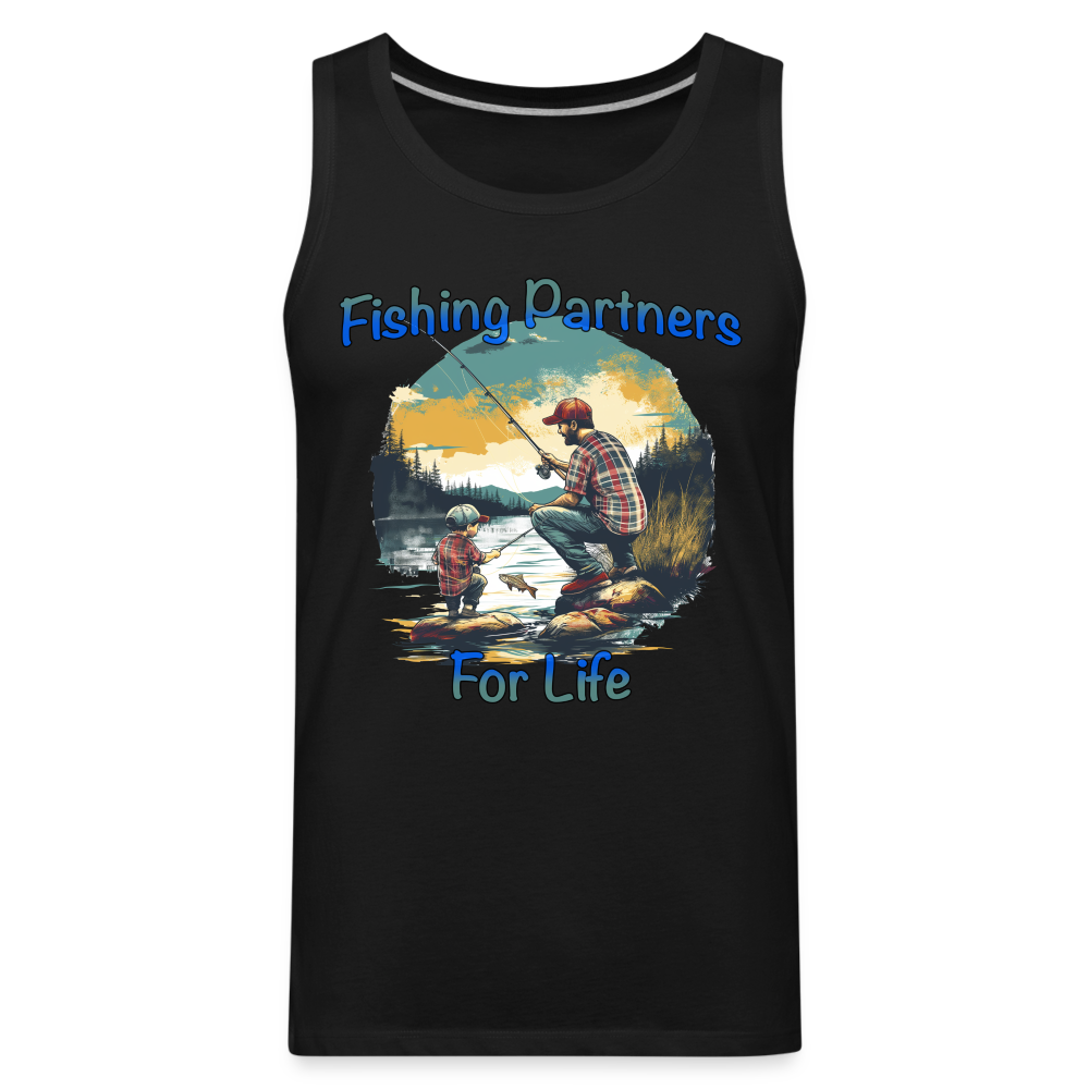 Fishing Partners for Life (Dad and Son) Men’s Premium Tank Top Color: white
