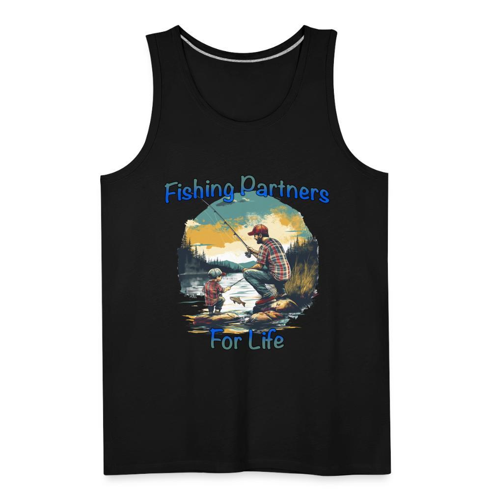 Fishing Partners for Life (Dad and Son) Men’s Premium Tank Top Color: white