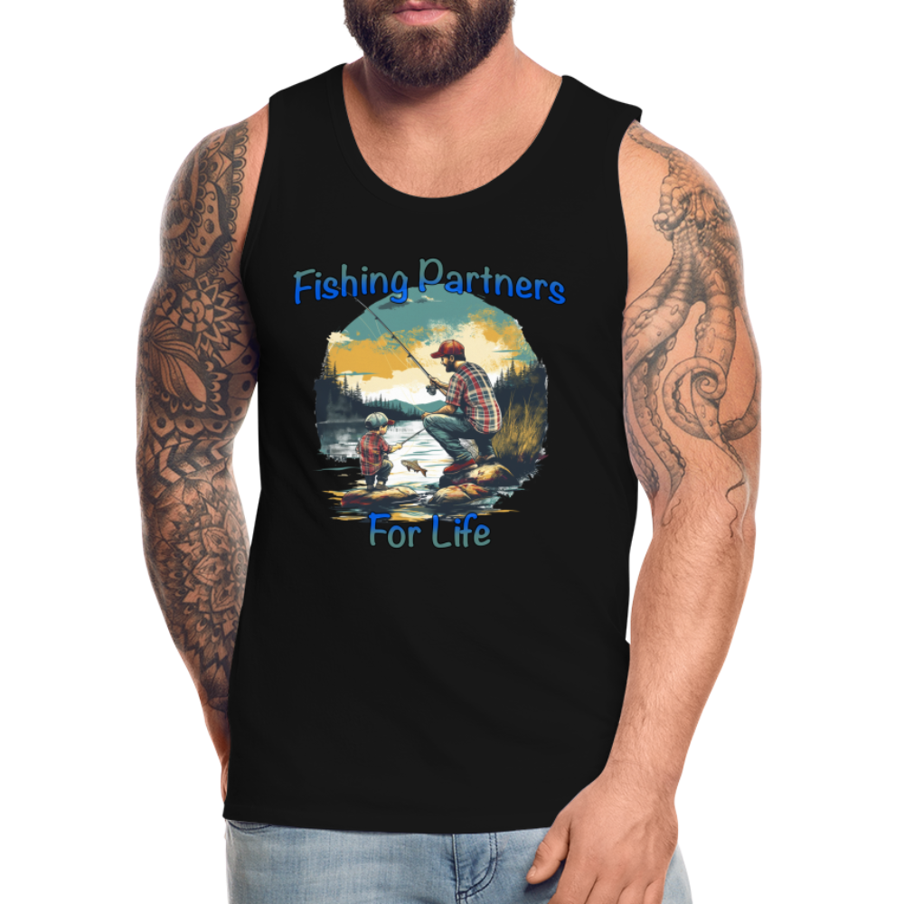 Fishing Partners for Life (Dad and Son) Men’s Premium Tank Top Color: white