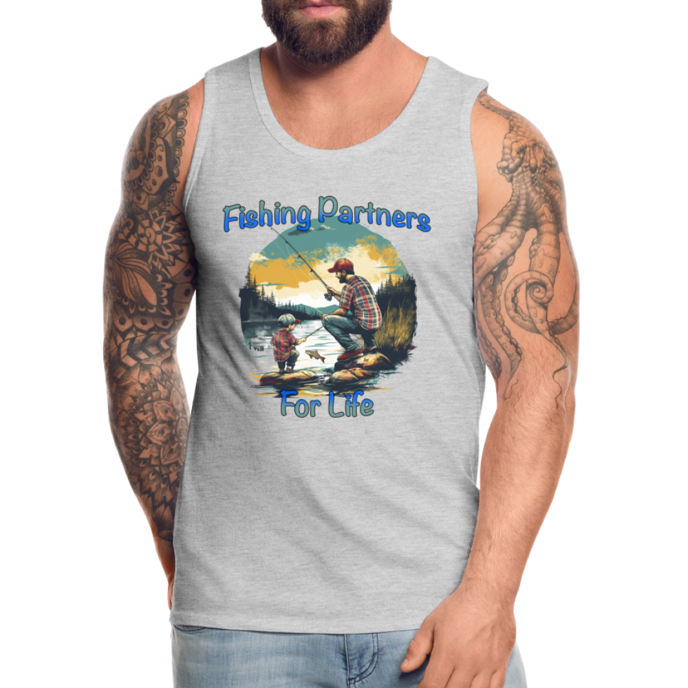 Fishing Partners for Life (Dad and Son) Men’s Premium Tank Top Color: white