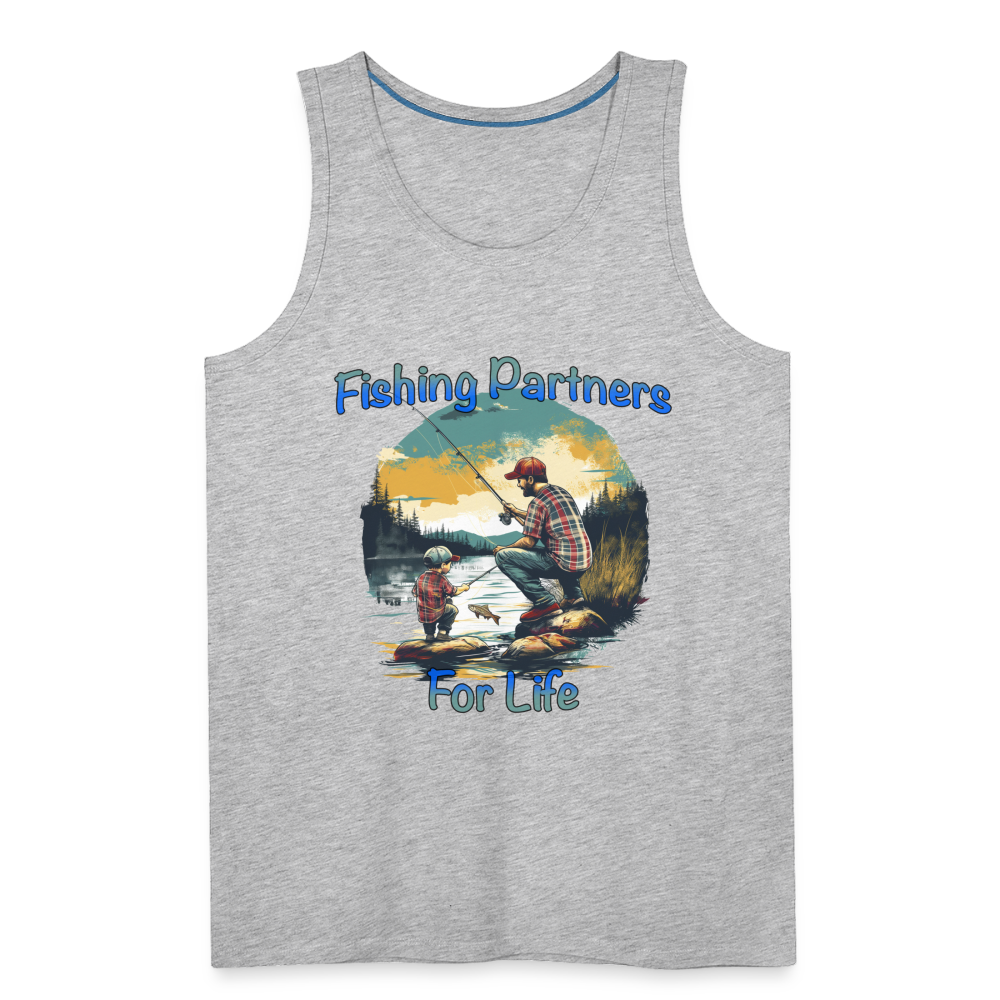 Fishing Partners for Life (Dad and Son) Men’s Premium Tank Top Color: white