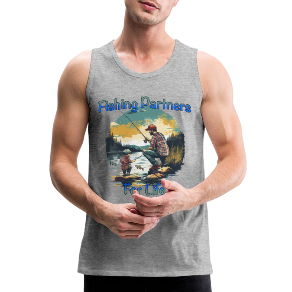 Fishing Partners for Life (Dad and Son) Men’s Premium Tank Top Color: white