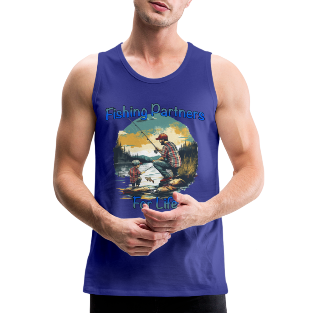 Fishing Partners for Life (Dad and Son) Men’s Premium Tank Top Color: royal blue