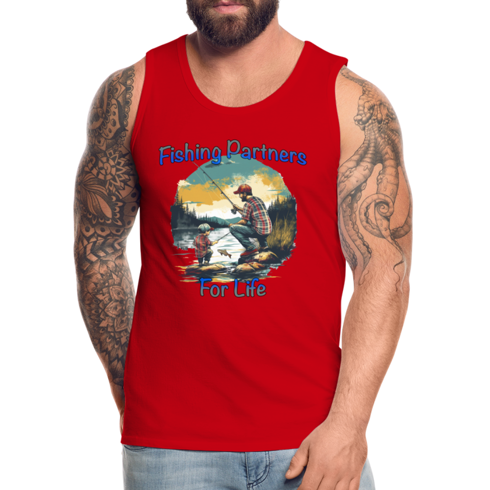 Fishing Partners for Life (Dad and Son) Men’s Premium Tank Top Color: white