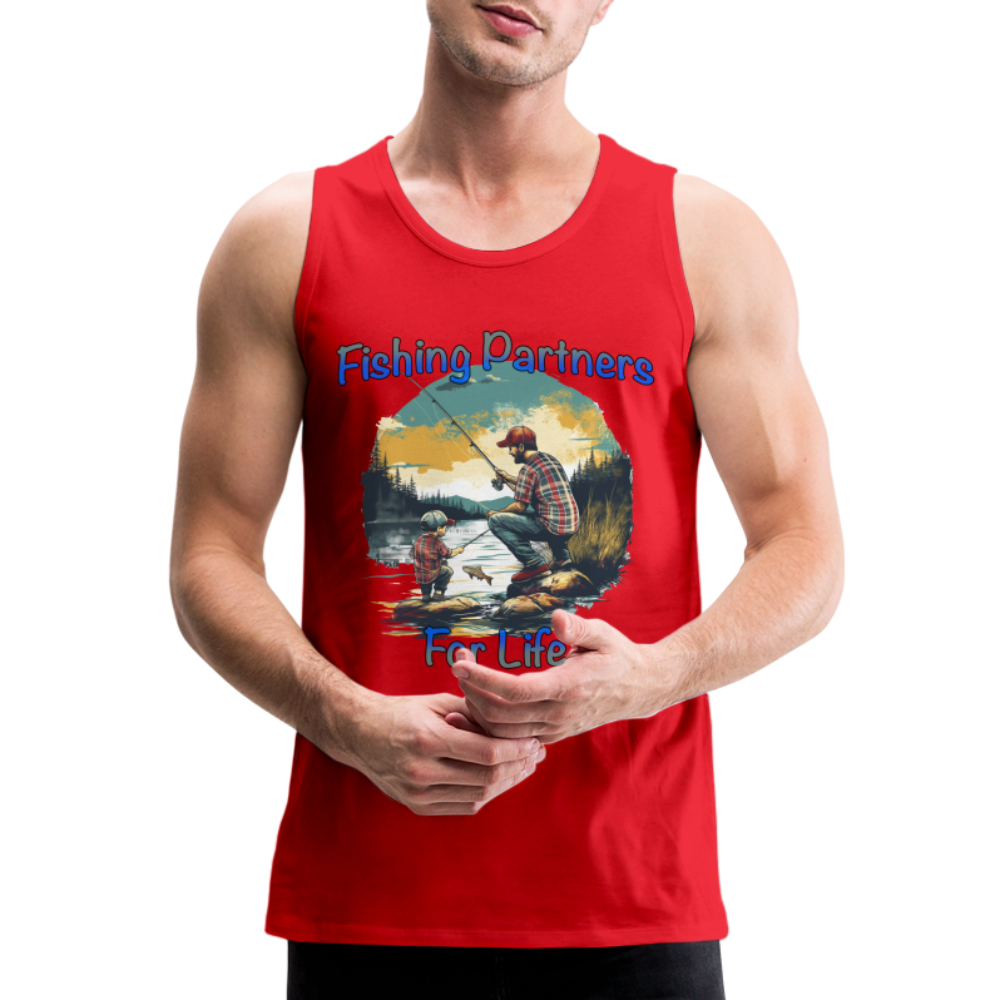 Fishing Partners for Life (Dad and Son) Men’s Premium Tank Top Color: white