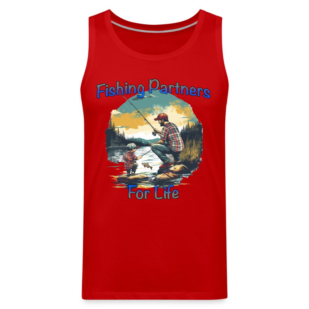 Fishing Partners for Life (Dad and Son) Men’s Premium Tank Top Color: red