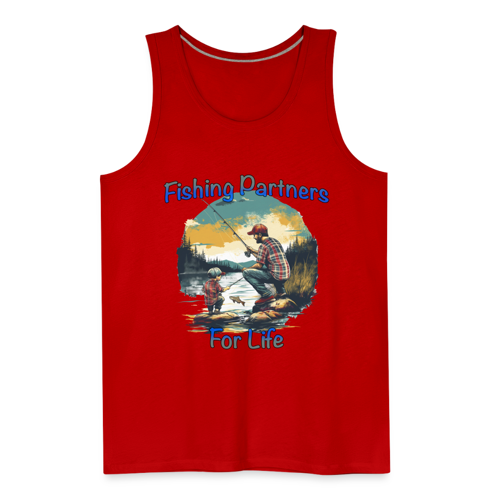 Fishing Partners for Life (Dad and Son) Men’s Premium Tank Top Color: white