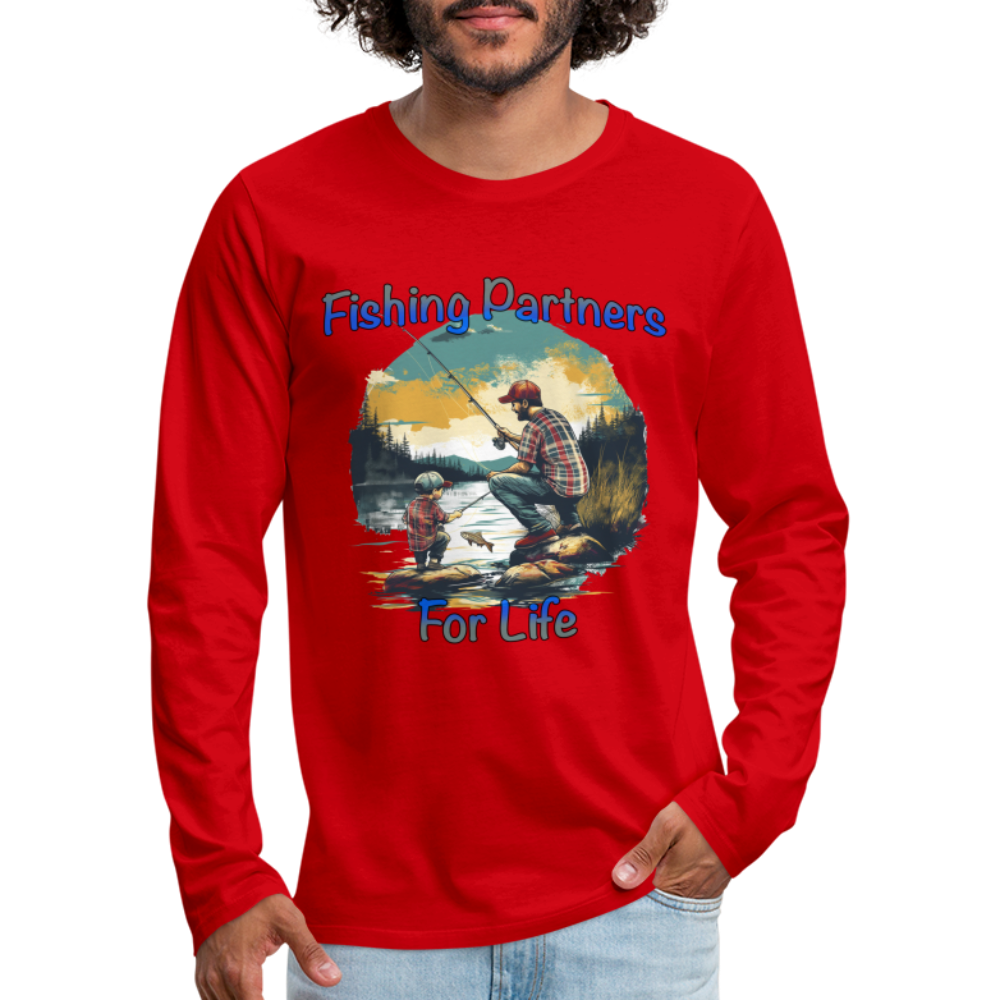 Fishing Partners for Life (Dad and Son) Men's Premium Long Sleeve T-Shirt - red