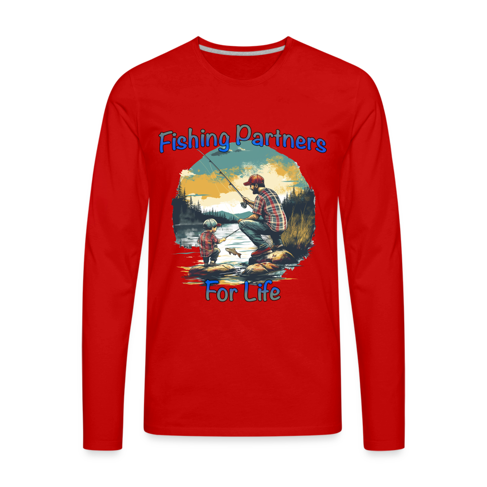 Fishing Partners for Life (Dad and Son) Men's Premium Long Sleeve T-Shirt - red