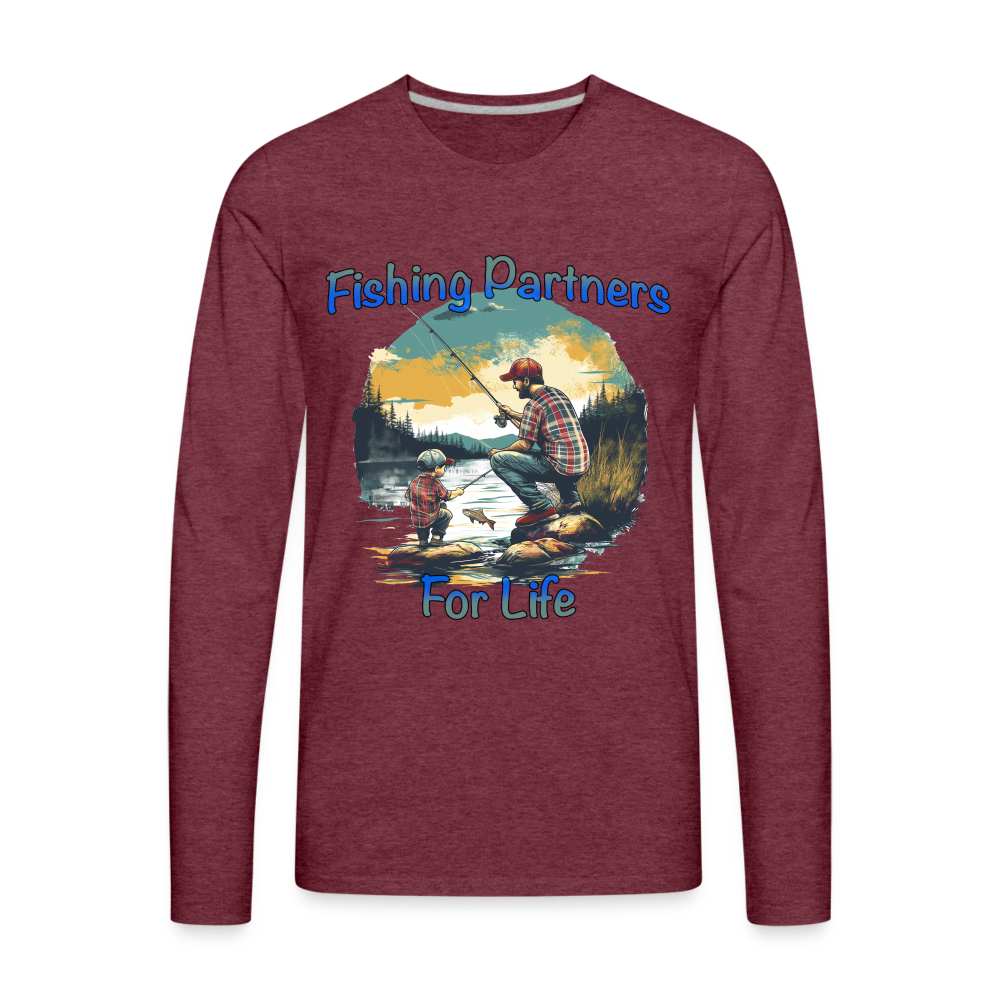 Fishing Partners for Life (Dad and Son) Men's Premium Long Sleeve T-Shirt - heather burgundy
