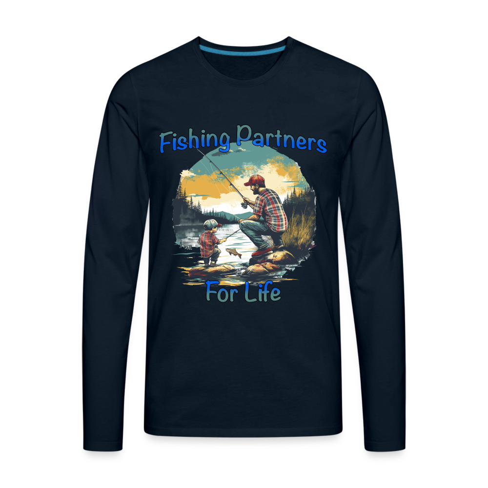Fishing Partners for Life (Dad and Son) Men's Premium Long Sleeve T-Shirt - deep navy
