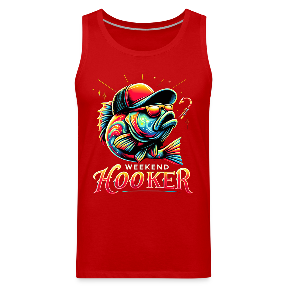 Weekend Hooker Fishing Men’s Premium Tank Top Color: red