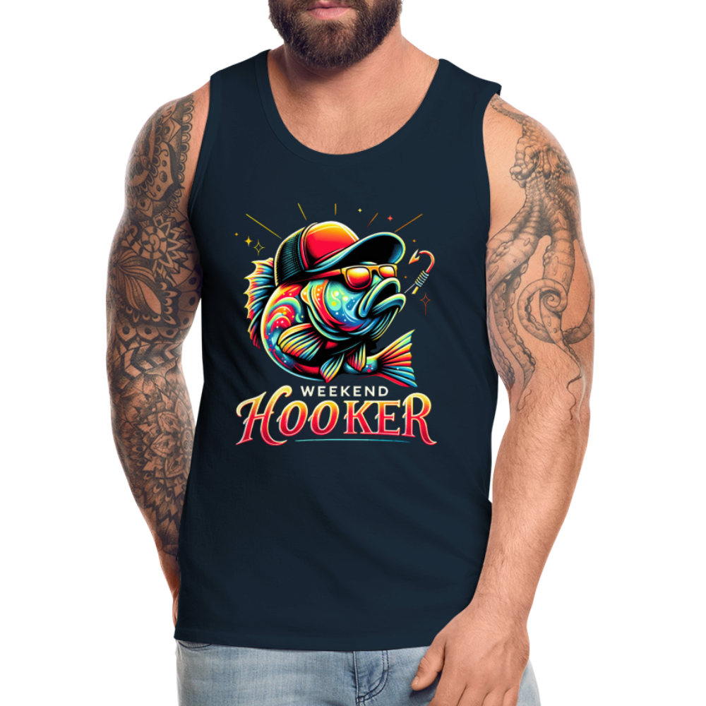 Weekend Hooker Fishing Men’s Premium Tank Top Color: deep navy