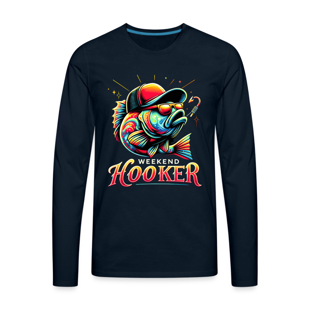 Weekend Hooker Fishing Men's Premium Long Sleeve T-Shirt - deep navy