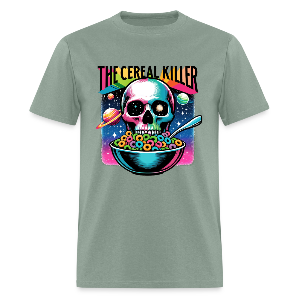 The Cereal Killer T-Shirt (Skeleton Skull) - sage