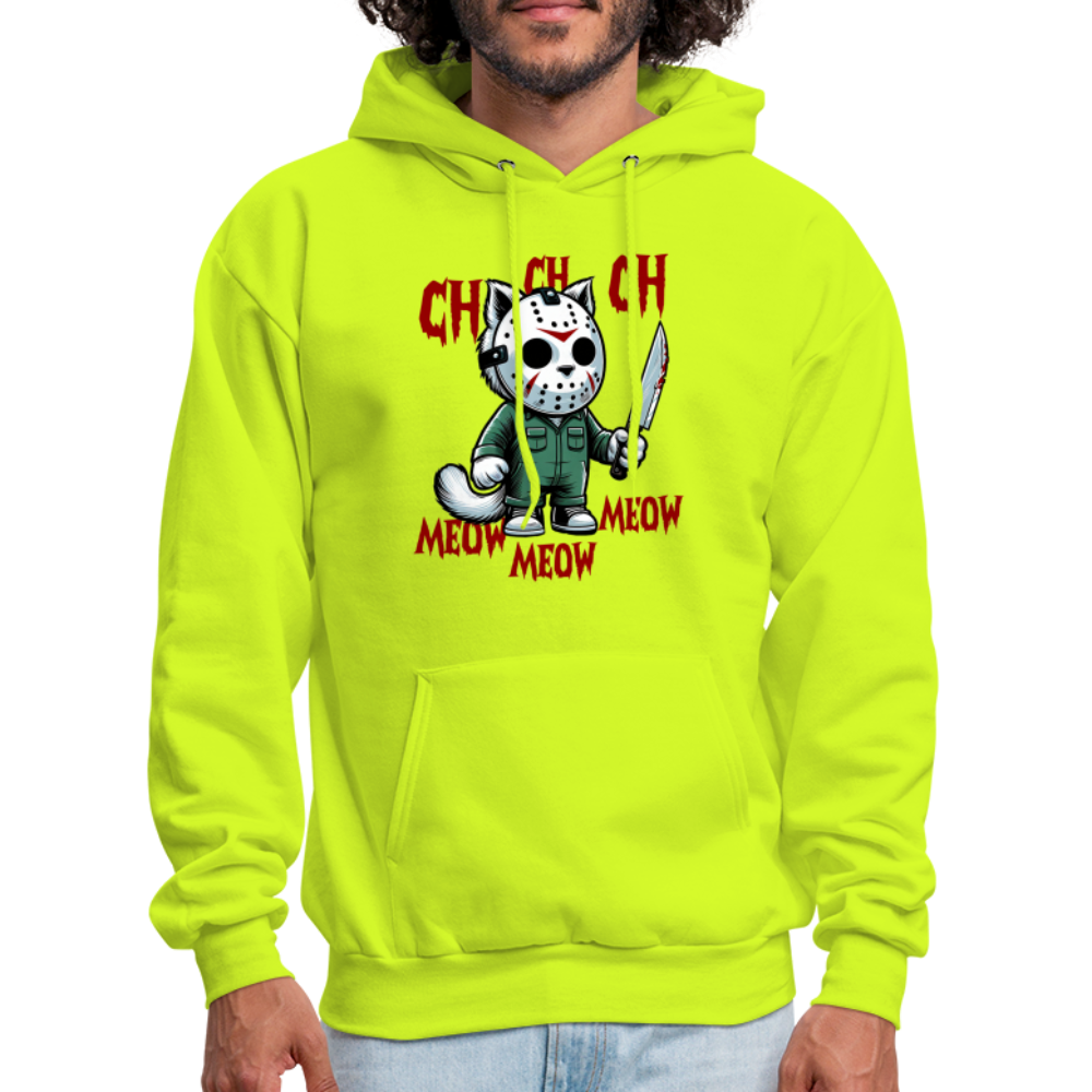 Vintage Movie Halloween Cat Hoodie - safety green