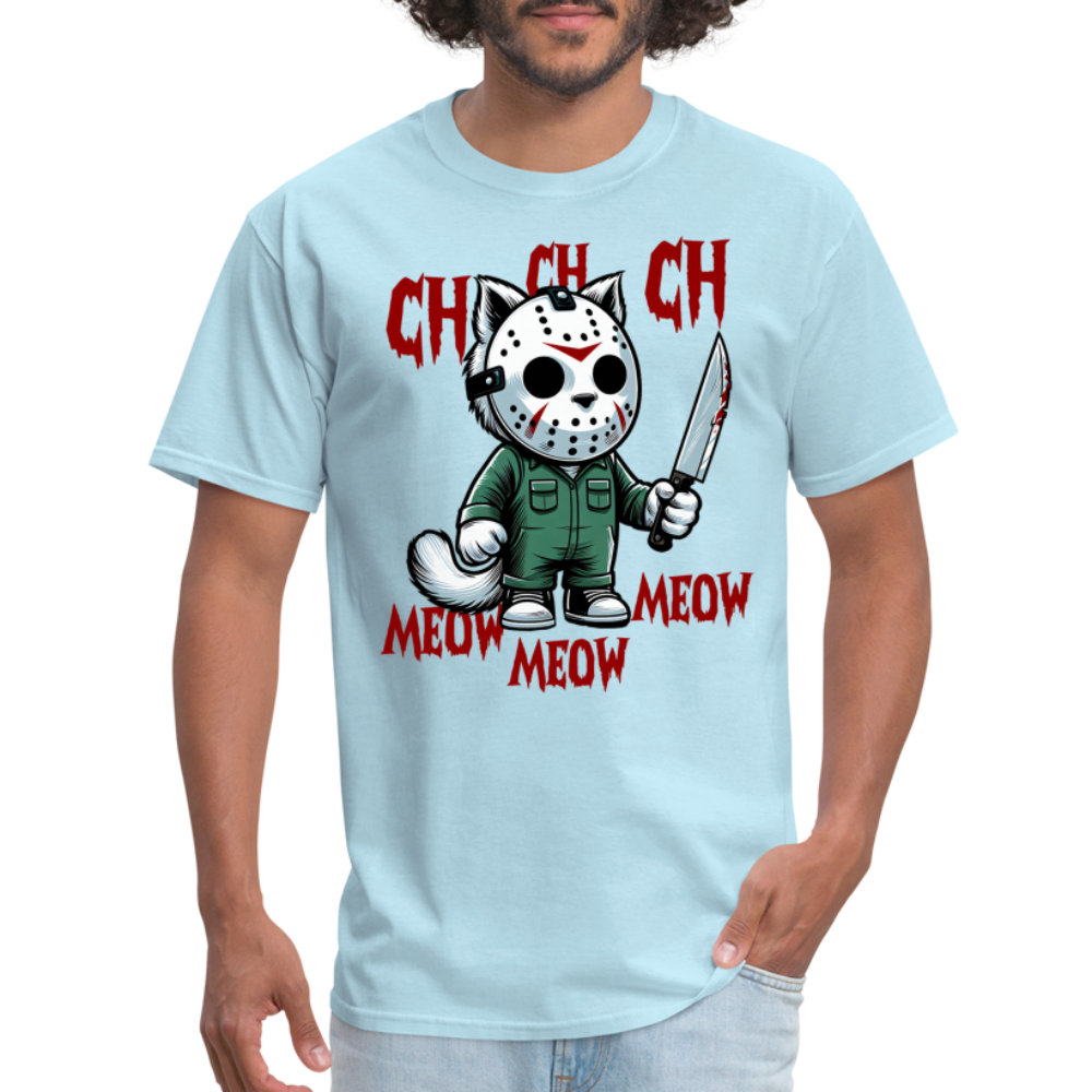 Vintage Movie Halloween Cat T-Shirt - powder blue