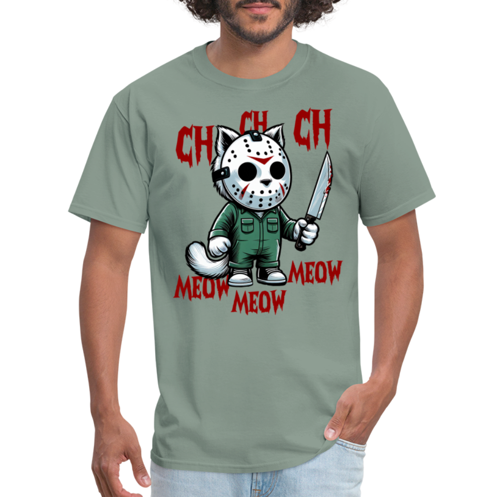 Vintage Movie Halloween Cat T-Shirt - sage