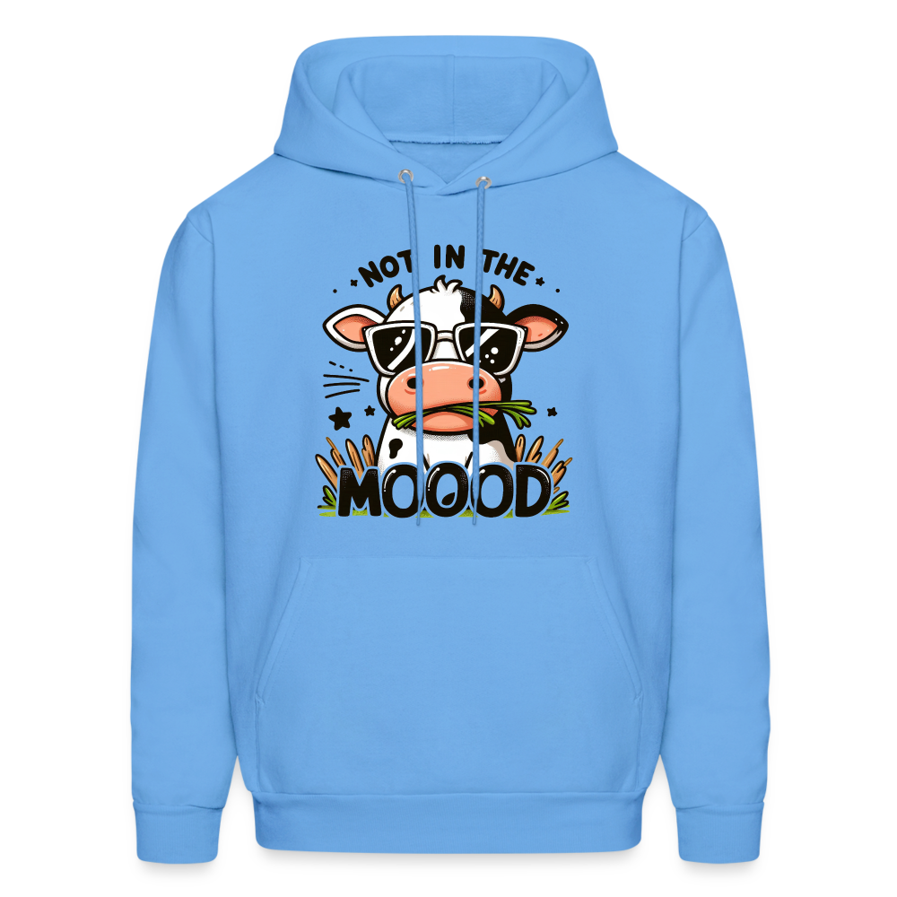 Not In The Mood Hoodie (Funny Cute Cow Design) Color: carolina blue