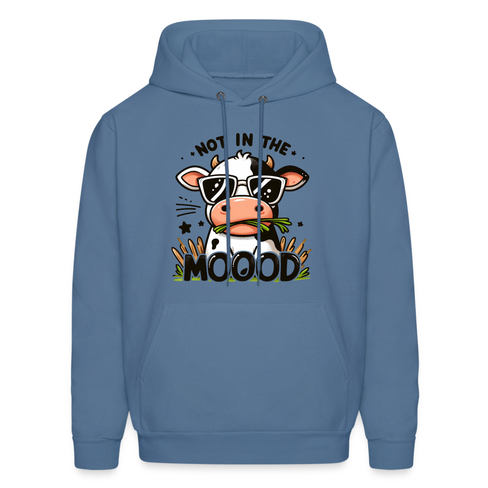Not In The Mood Hoodie (Funny Cute Cow Design) Color: denim blue