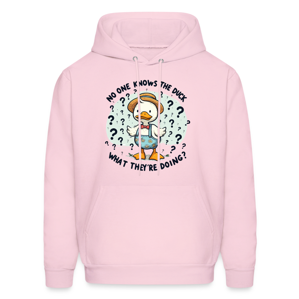 No One Knows The Duck What They're Doing Hoodie Color: pale pink
