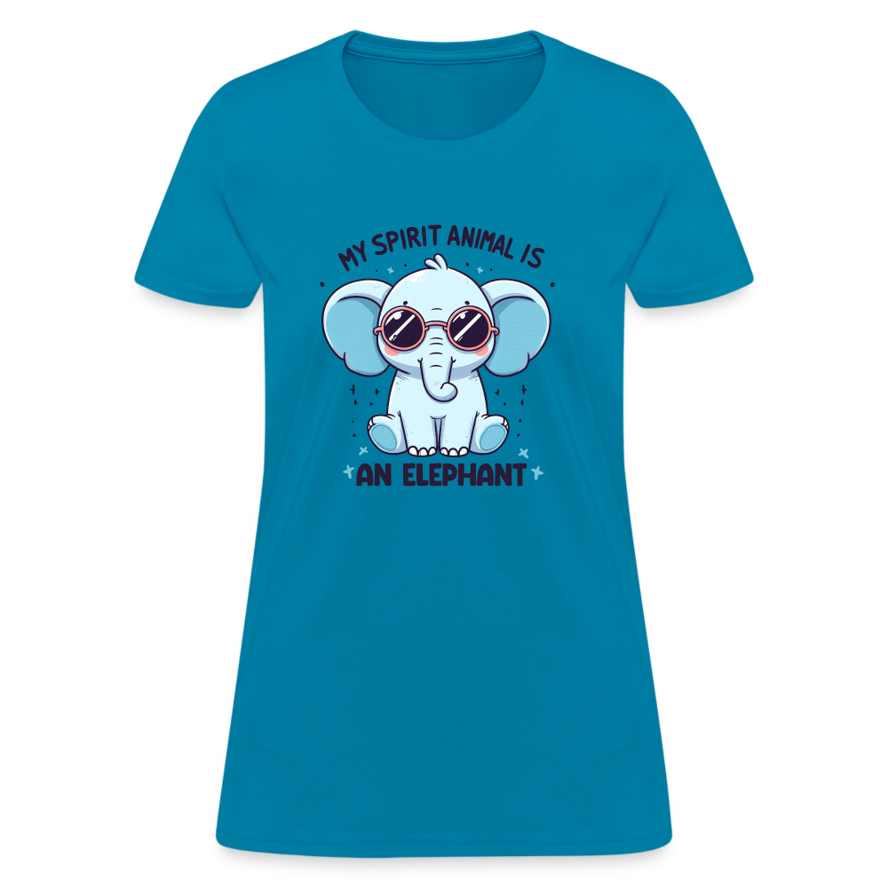 My Spirit Animal is an Elephant Women's Contoured T-Shirt Color: Turquoise