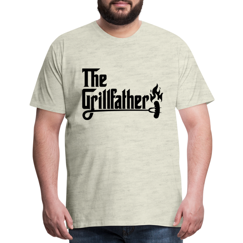 The Grillfather Men's Premium T-Shirt (BBQ Grilling Dad) - heather oatmeal