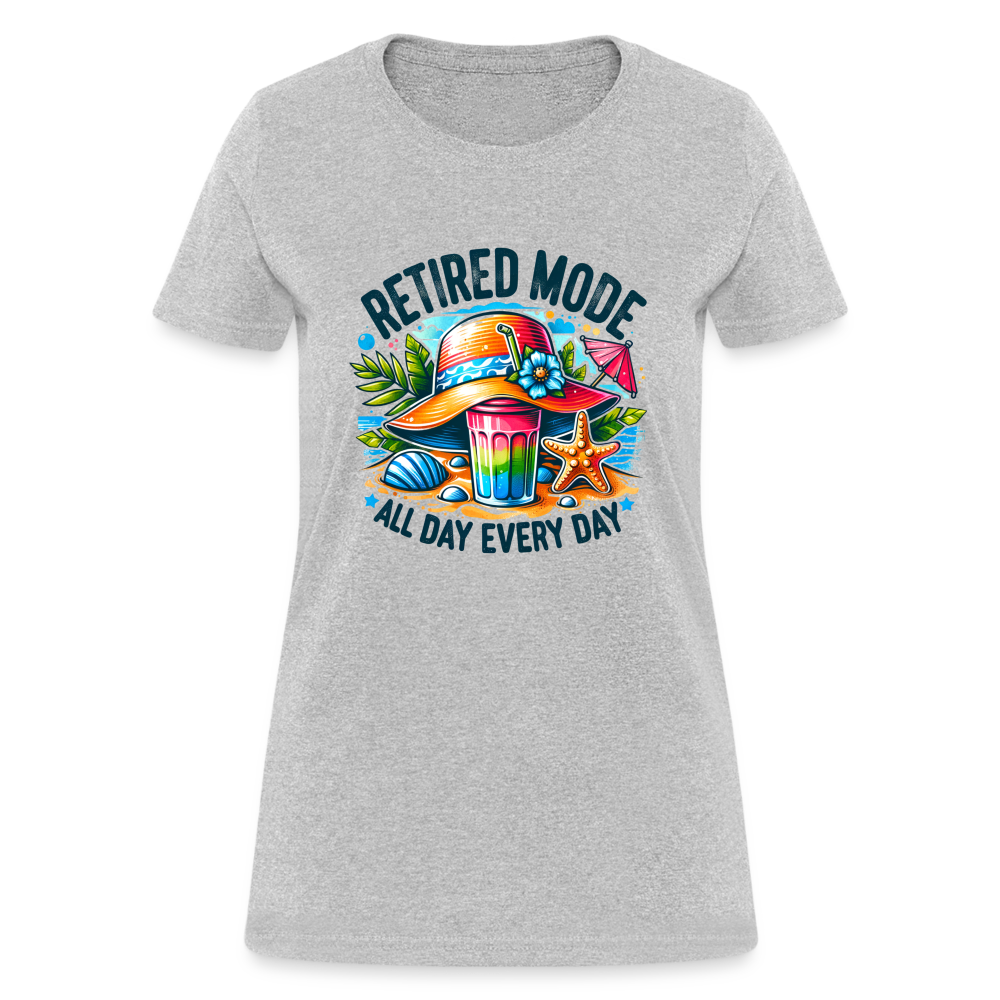 Retired Mode Women's Contoured T-Shirt (All Day Every Day) Color: heather coral