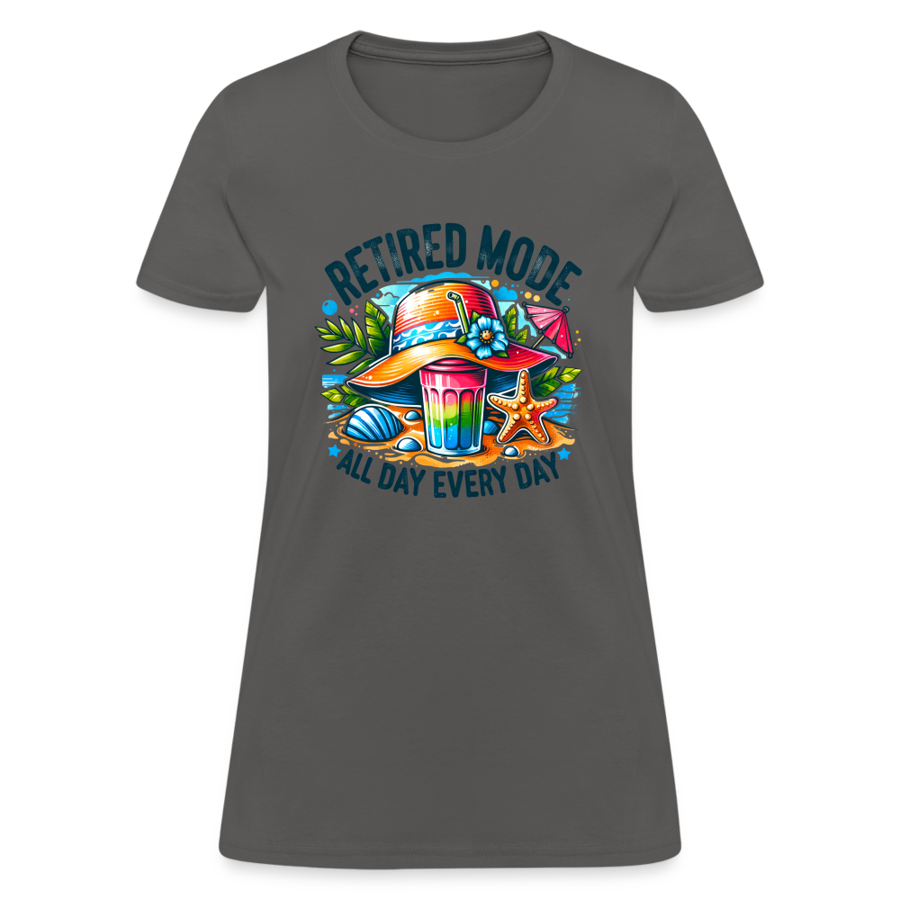 Retired Mode Women's Contoured T-Shirt (All Day Every Day) Color: heather coral