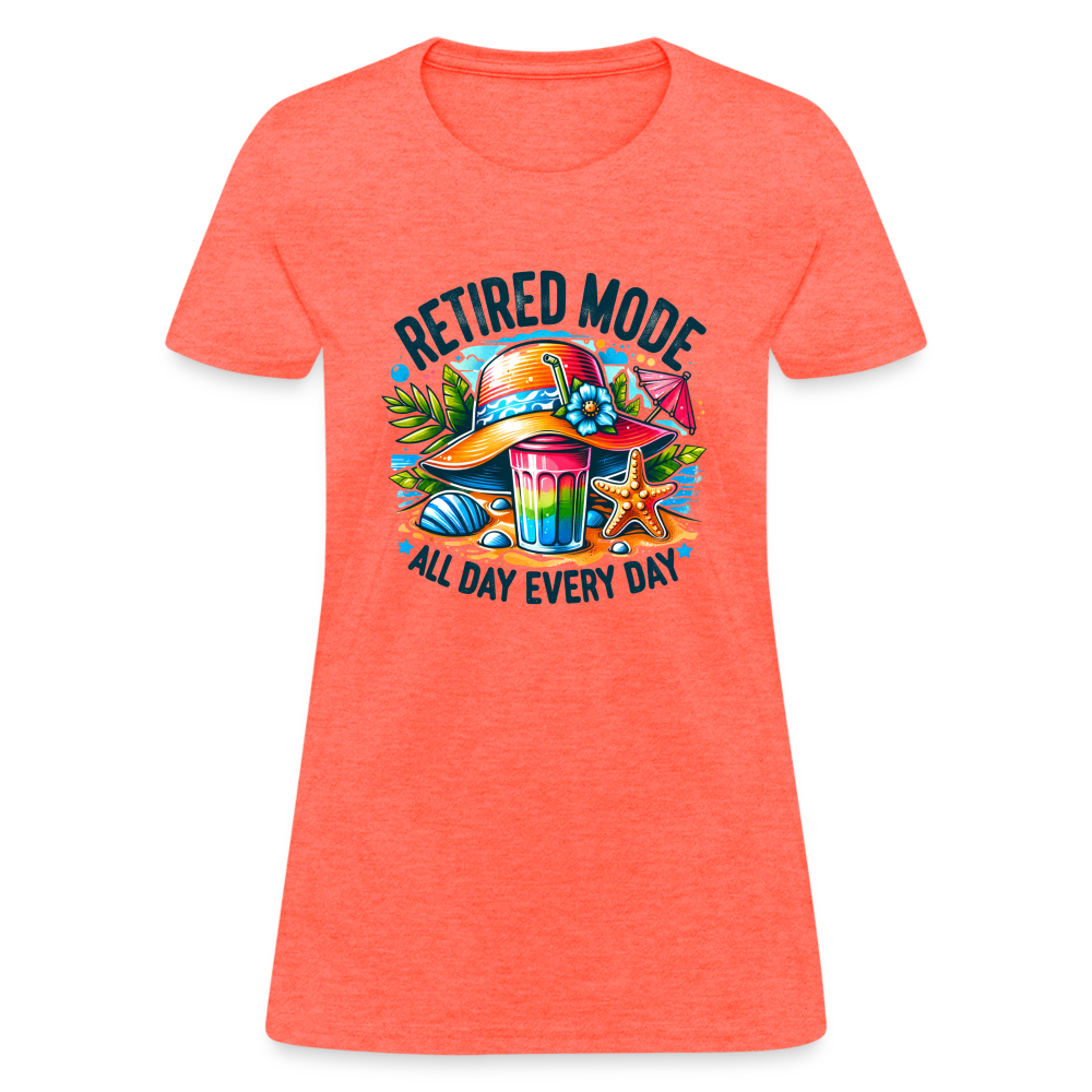 Retired Mode Women's Contoured T-Shirt (All Day Every Day) Color: heather coral