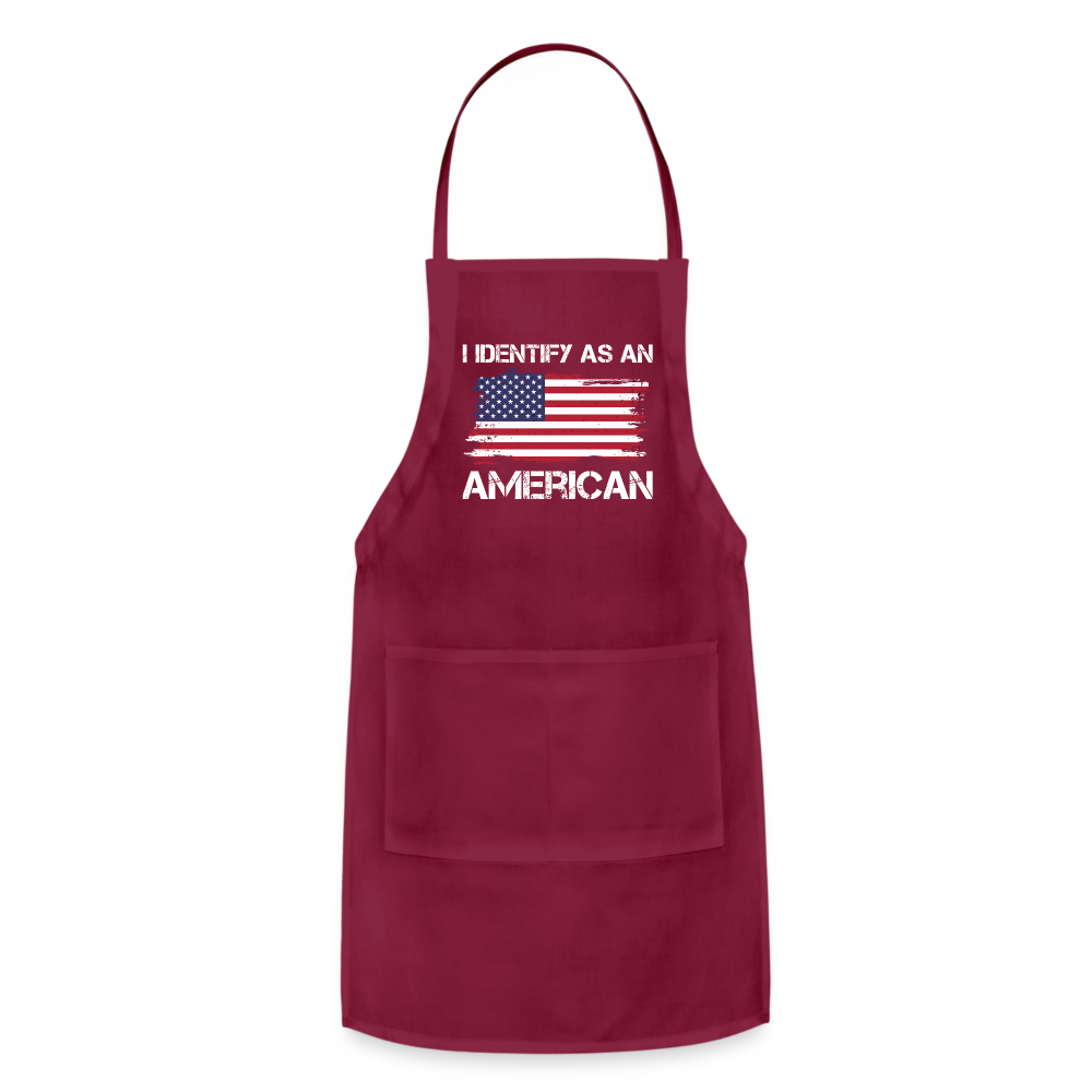 I Identify as an American Adjustable Apron Color: burgundy
